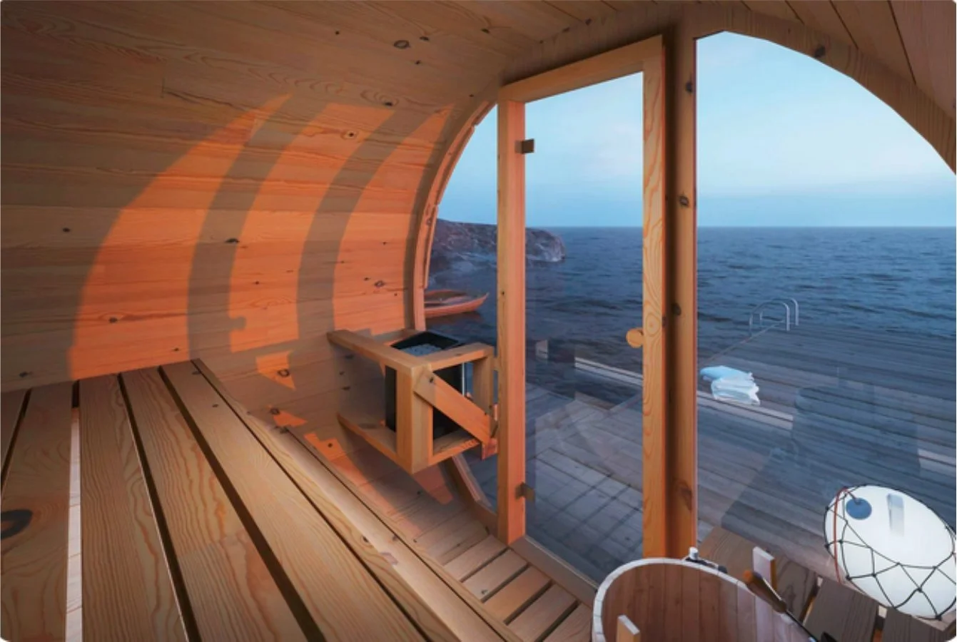 5.5’ THERMOWOOD scenic view barrel Sauna (extra wide) thumbnail 3