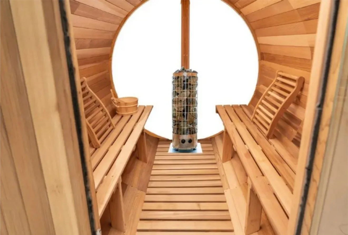 8’ Red Cedar Barrel Sauna - Scenic View thumbnail 2