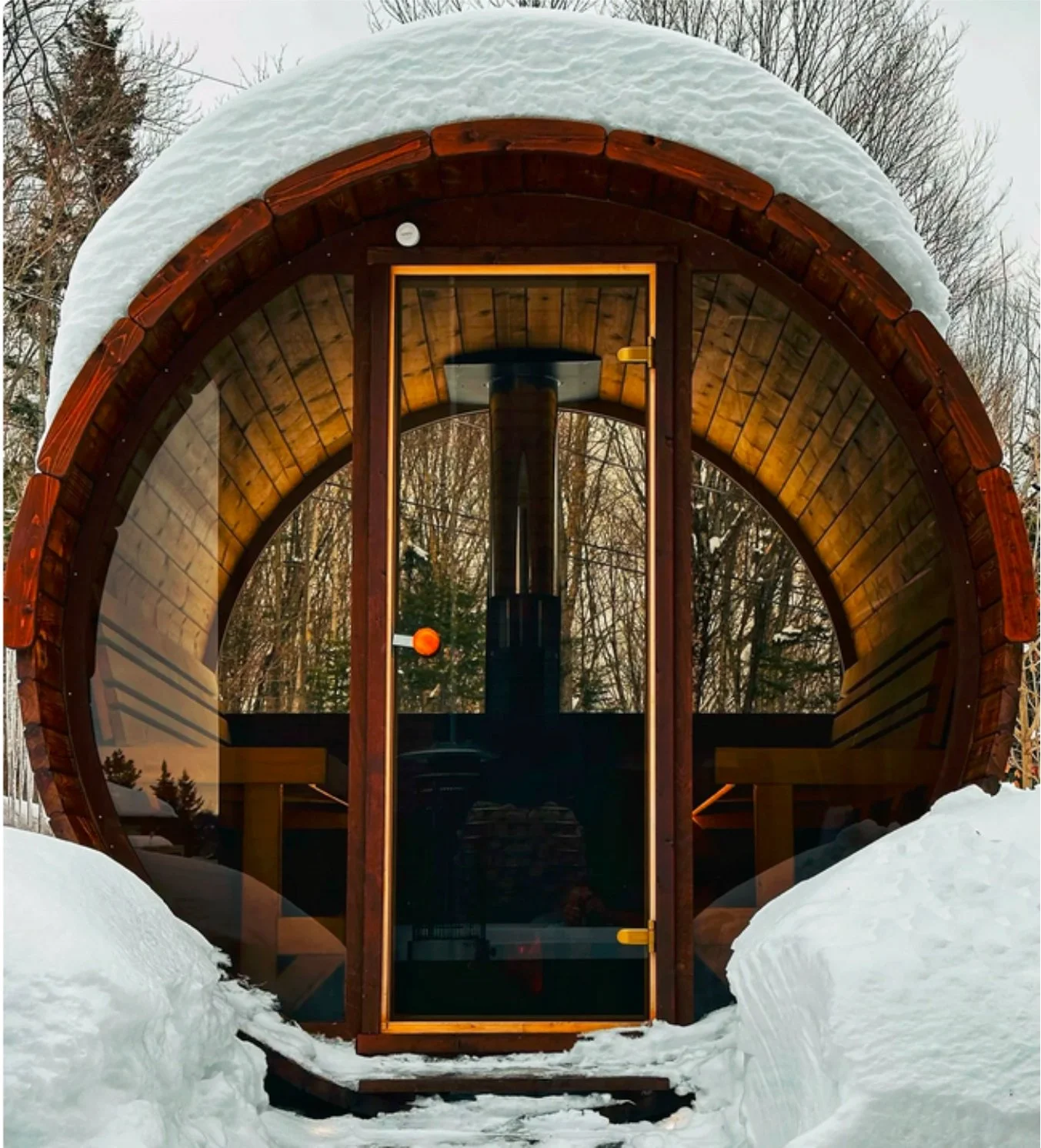 8’ thermowood scenic view barrel Sauna (extra wide) thumbnail 2