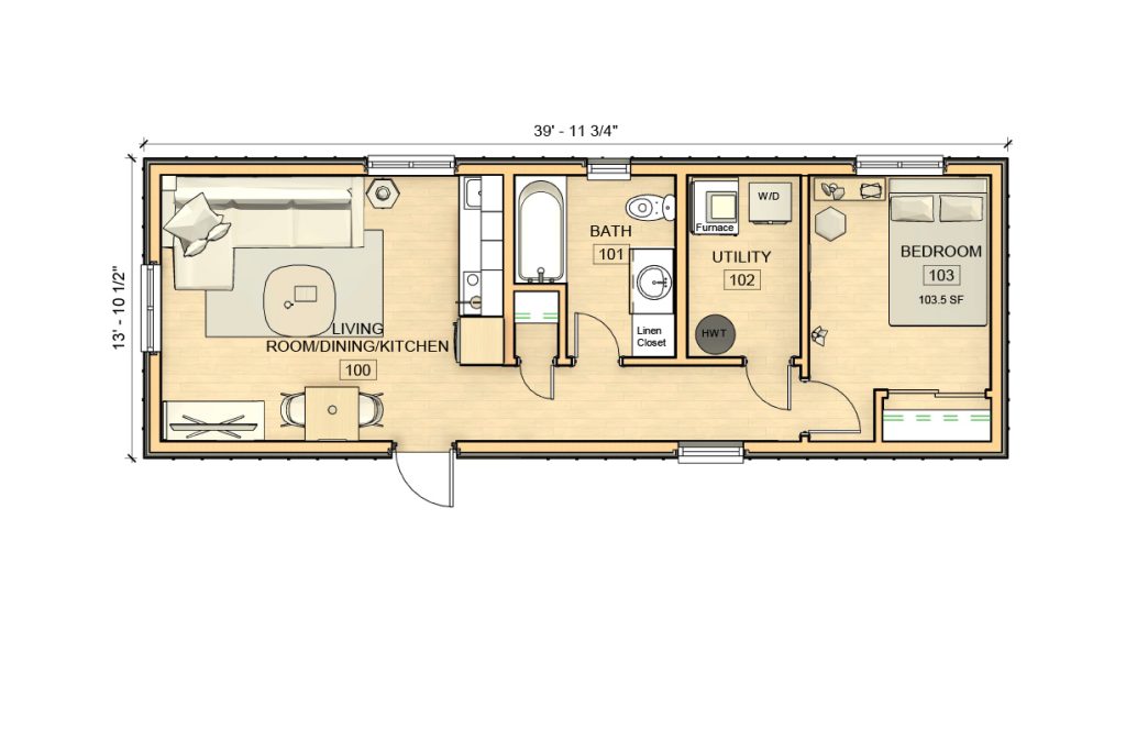 14×40 Wood Modular Home by Mod Box