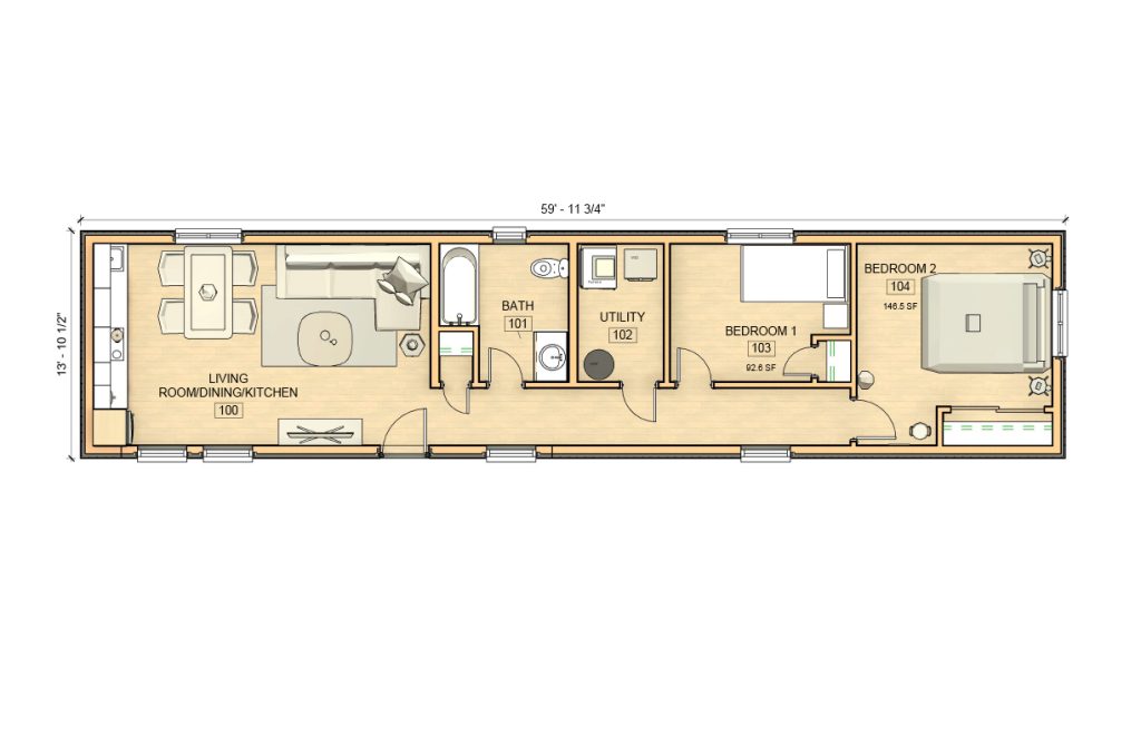 14×60 Wood Modular Home by Mod Box