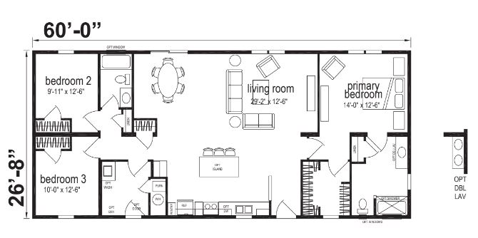 Dune Ranch Double Wide Mobile Home – 28 x 60 by Next Modular