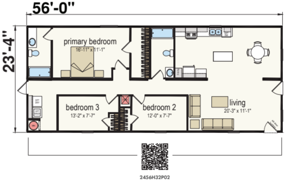Eagle 2456 Double Wide Mobile Home – 24 x 56 by Next Modular