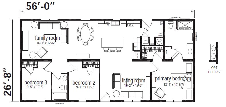 Hill Ranch Double Wide Mobile Home – 28 x 56 by Next Modular