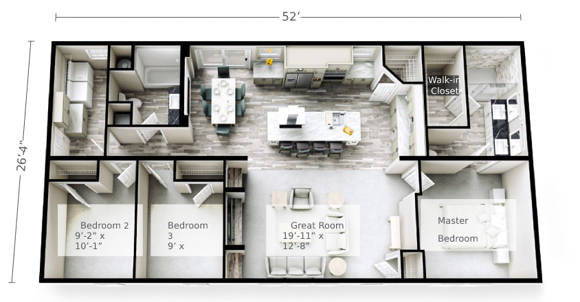 Orchid C400 Ranch Double Wide Mobile Home – 28 x 52 thumbnail 4