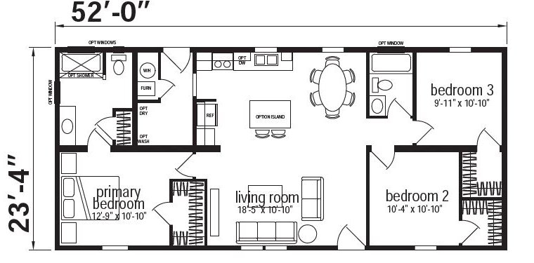 Ridge Ranch Double Wide Mobile Home – 24 x 52 thumbnail 2