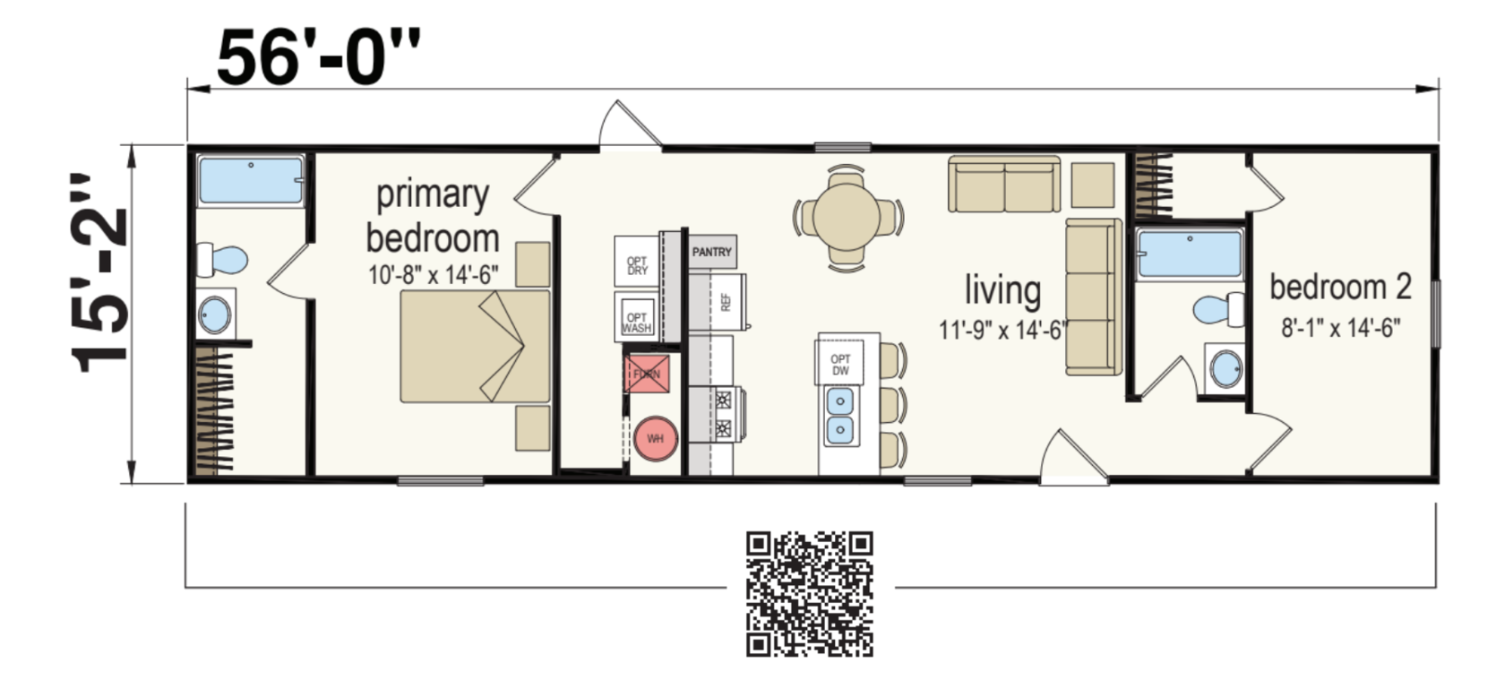 Robin 1656 Single Wide Mobile Home – 16 x 56 by Next Modular