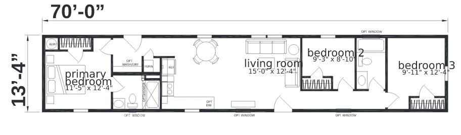 Silver Ranch Single Wide Mobile Home – 13′ 4″ x 70 by Next Modular