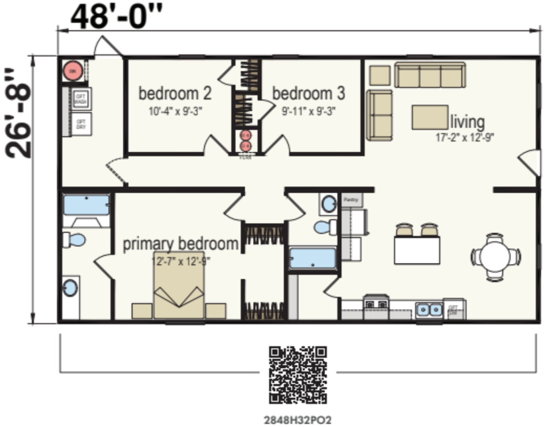 Sparrow 2848 Double Wide Mobile Home – 28 x 48 by Next Modular