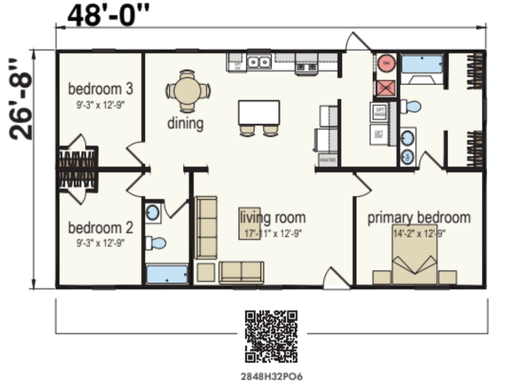 Starling 2848 Double Wide Mobile Home – 28 x 48 by Next Modular
