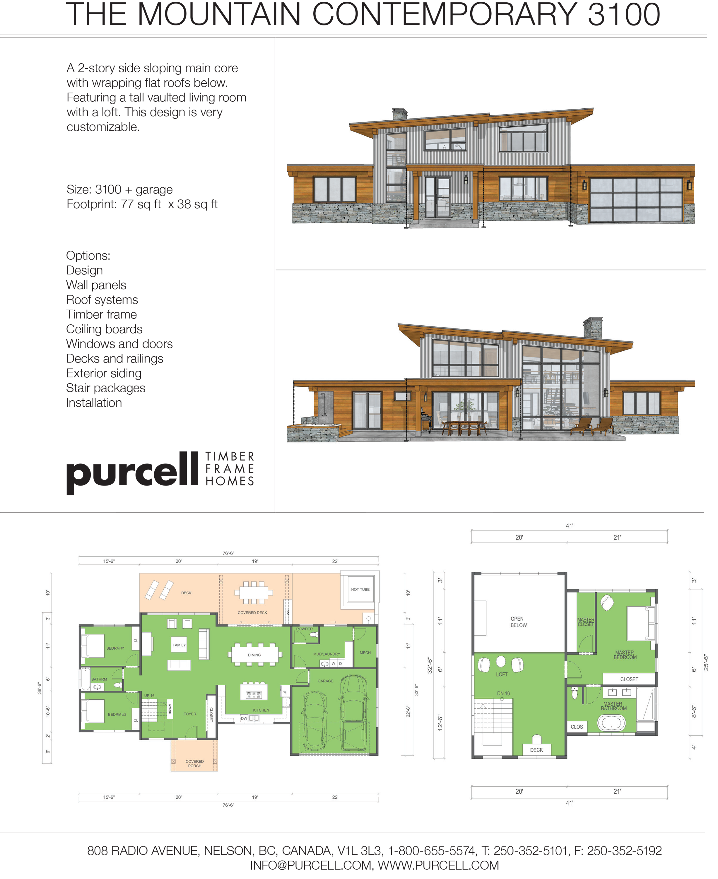THE MOUNTAIN CONTEMPORARY 3100 by Purcell Timber Frame Homes