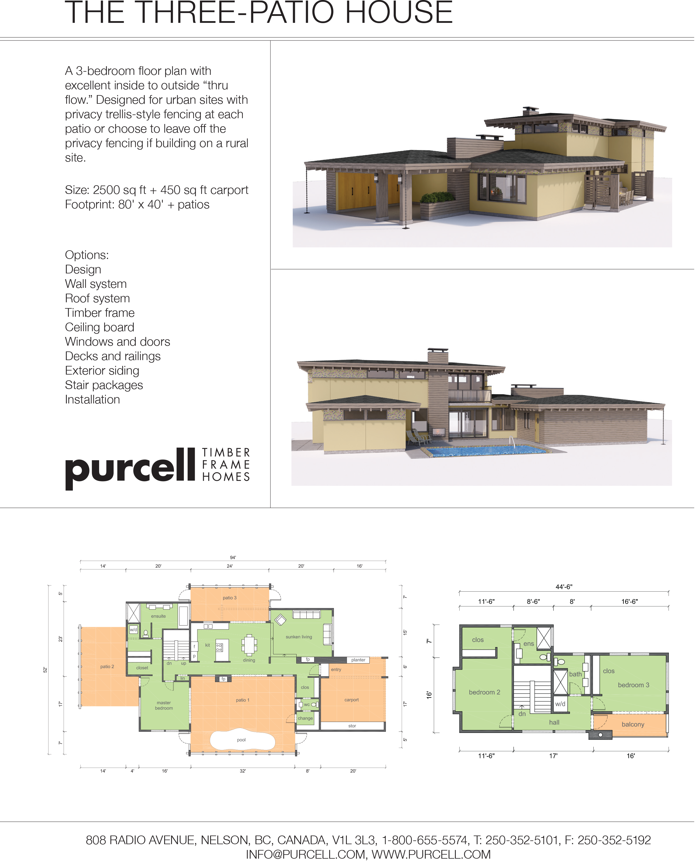 THE THREE-PATIO HOUSE by Purcell Timber Frame Homes